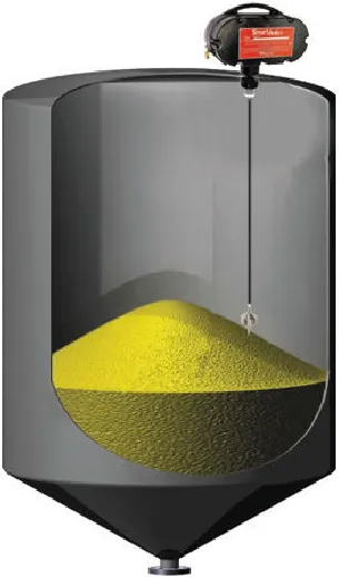 Funcionamiento del sensor de nivel SmartBob en un silo