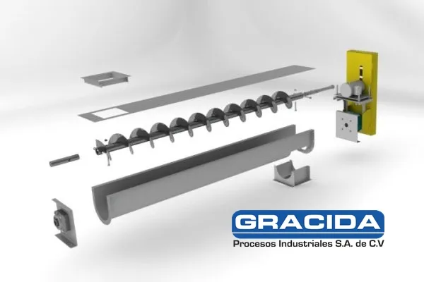 Transportador de tornillo helicoidal para material a granel